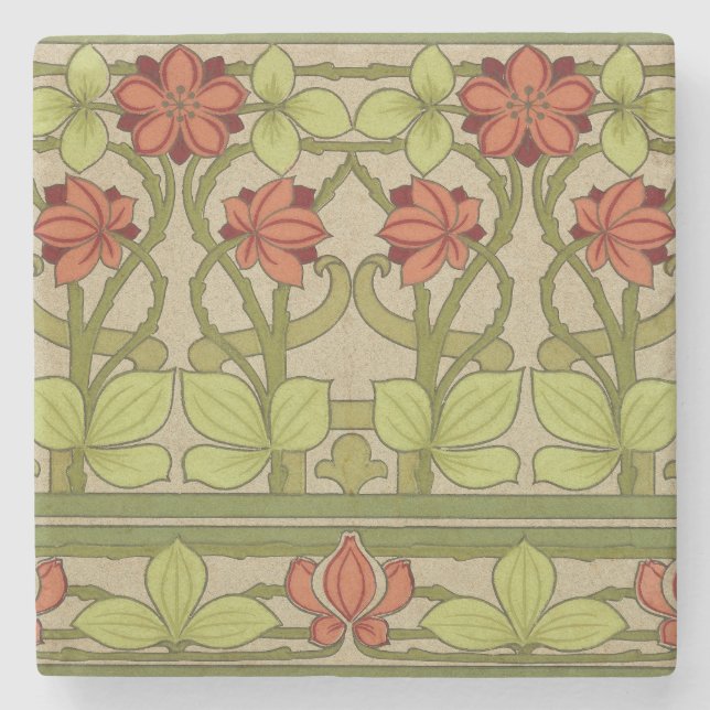 Posavasos De Piedra Frieze Border Art Nouveau Floral (Anverso)
