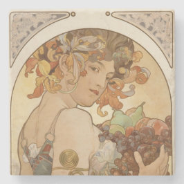 Posavasos De Piedra Fruta (Art Nouveau) (retrato femenino) (frutas)
