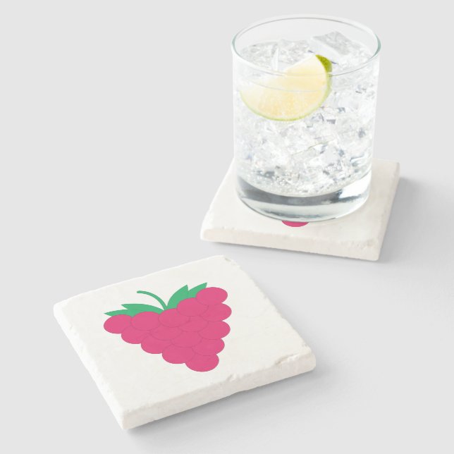 Posavasos De Piedra Fruta de frambuesa rosa (Lateral)