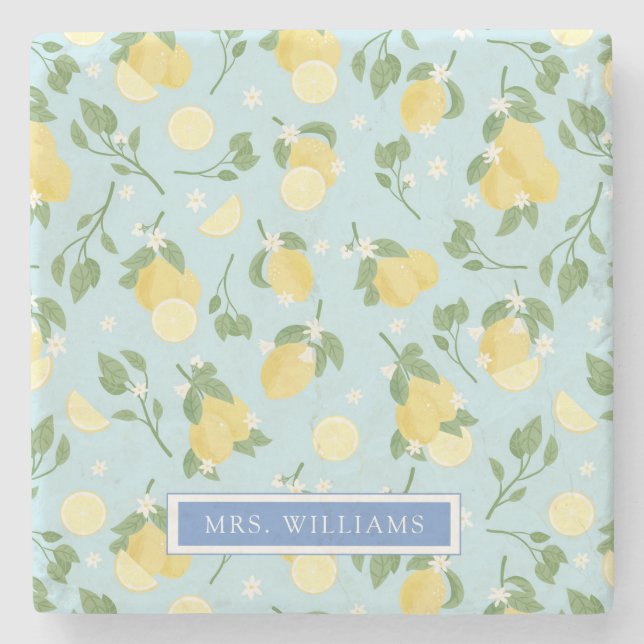 Posavasos De Piedra Frutas de verano limoneras de piedra personalizada (Anverso)