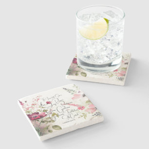 Posavasos De Piedra Fruto del Espíritu floral rosa