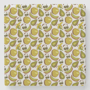 Posavasos De Piedra Frutos tropicales sin soldadura patrón amarillo y 