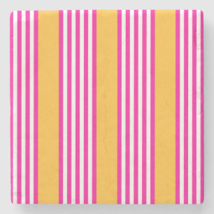 Posavasos De Piedra Fuchsia y amarillo cinco rayas