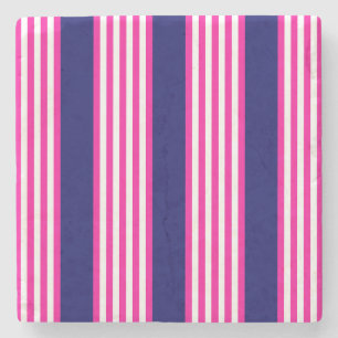 Posavasos De Piedra Fuchsia y cinco rayas blancas con azul