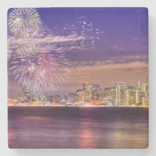 Posavasos De Piedra Fuegos artificiales del Año Nuevo de San Francisc