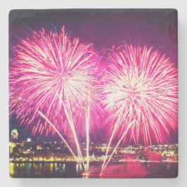 Posavasos De Piedra Fuegos artificiales rosados