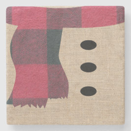 Posavasos De Piedra Fun Farmhouse Burlap Snowman Plaid Scarf & Button