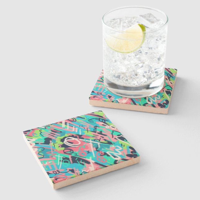 Posavasos De Piedra Funky Abstract Art (Lateral)