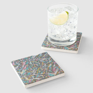 Posavasos De Piedra Funky Splatter Art on Black