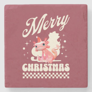 Posavasos De Piedra Funny Axolotl Feliz Navidad