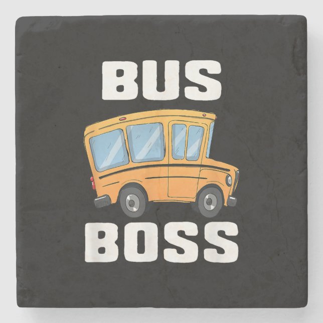 Posavasos De Piedra Funny Bus Boss School Bus Driver (Anverso)