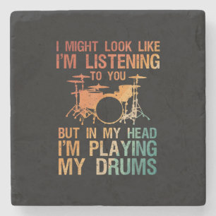 Posavasos De Piedra Funny Drummer Art Para Hombres Mujeres Reproductor
