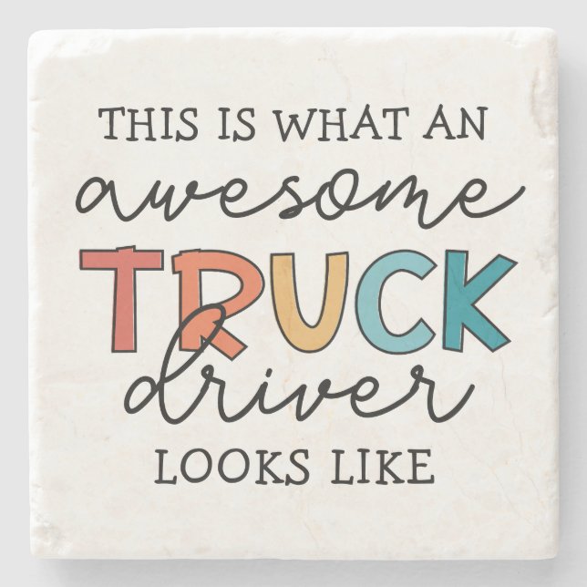 Posavasos De Piedra Funny Truck Driver | Impresionante camionero de re (Anverso)