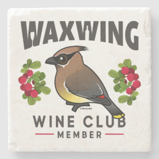 Posavasos De Piedra Funny Waxwing Wine Club Birdorable