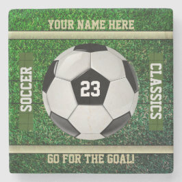 Posavasos De Piedra Fútbol personalizado con su nombre y número