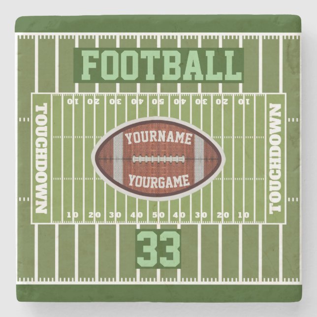 Posavasos De Piedra Fútbol personalizado de su NOMBRE y número (Anverso)
