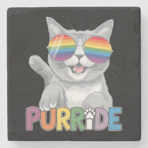 Posavasos De Piedra Gafas de sol Purride Cat Orgullo Gay Arcoíris LGBT