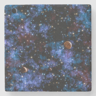 Posavasos De Piedra Galaxias, estrellas y planetas coloridos de noche