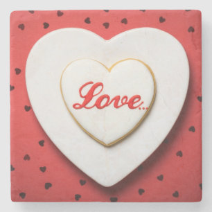 Posavasos De Piedra Galleta del amor en la forma del corazón en la
