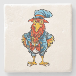Posavasos De Piedra Gallo de Dibujos Animados Divertido y Mandón