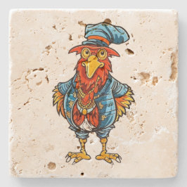 Posavasos De Piedra Gallo de Dibujos Animados Divertido y Mandón