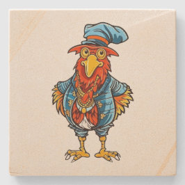Posavasos De Piedra Gallo de Dibujos Animados Divertido y Mandón