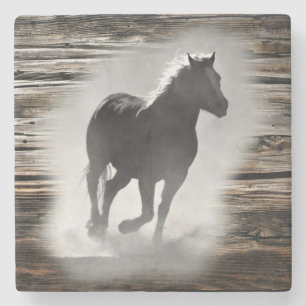 Posavasos De Piedra Gallopaje de caballos salvajes
