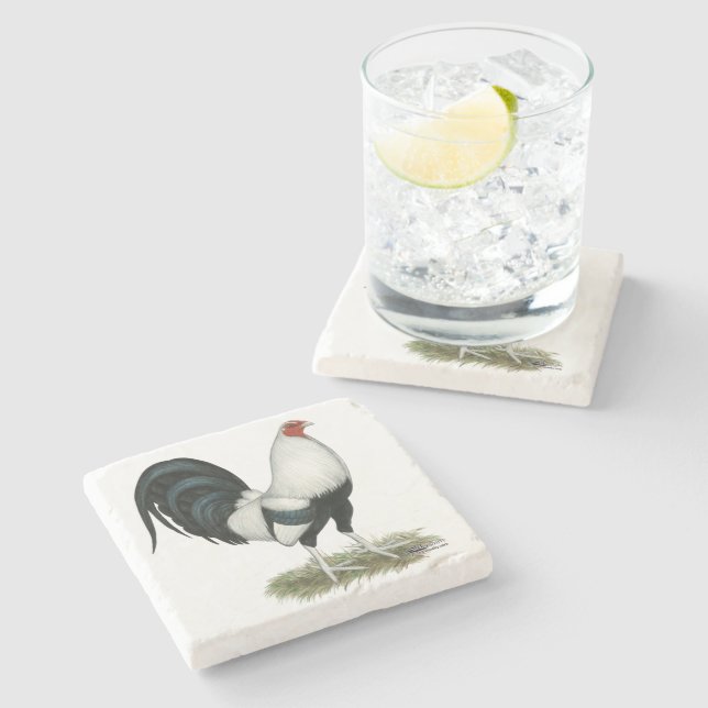 Posavasos De Piedra Gamecock plateado (Lateral)