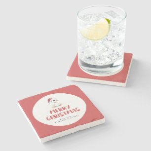 Posavasos De Piedra Ganso Pato de Navidad Personalizado Acuarela