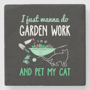 Posavasos De Piedra Gardening Cat Lover Gracioso regalo de trabajo e