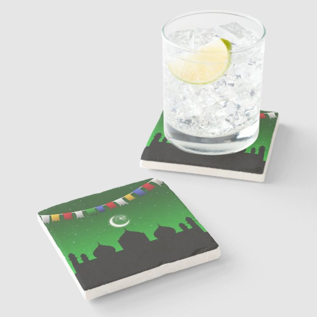 Posavasos De Piedra Garland colorido con mezquita (Lateral)