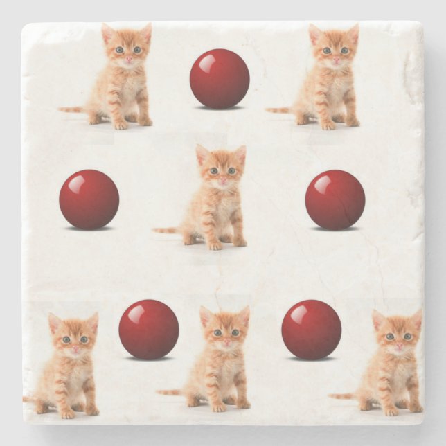 Posavasos De Piedra Gatito De Pascua De Piedra De Mármol (Anverso)