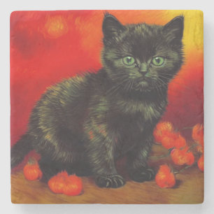 Posavasos De Piedra Gatito Negro Van Gogh