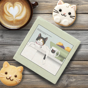 Posavasos De Piedra Gato Calico Catitud Cocina de Gatos
