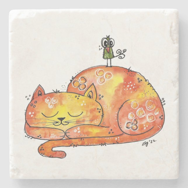 Posavasos De Piedra Gato caprichoso (Anverso)
