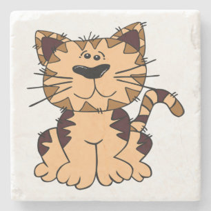 Posavasos De Piedra GATO CUTE BEIGE AND BROWN big head