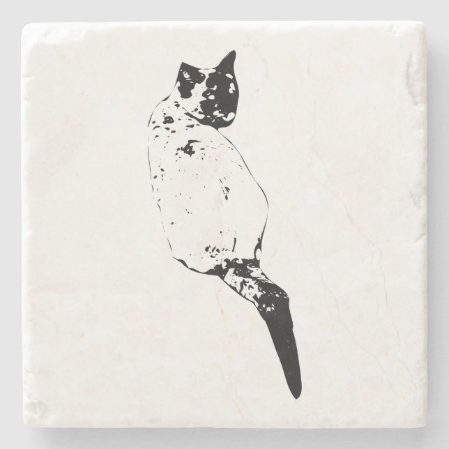 Posavasos De Piedra Gato descansando, encanto sutil (Anverso)