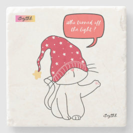 Posavasos De Piedra gato divertido, ¿quién apagó la luz?
