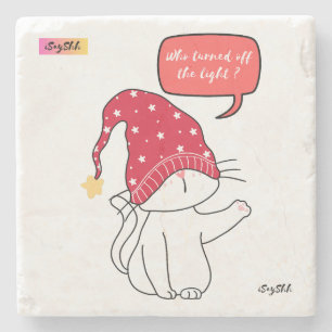Posavasos De Piedra gato divertido, ¿quién apagó la luz?