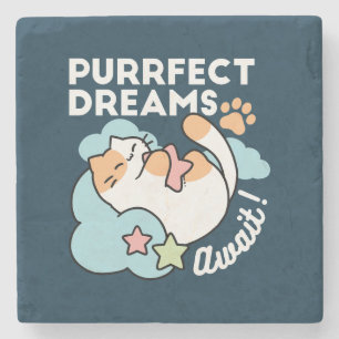 Posavasos De Piedra Gato Dormilón Abrazando Estrella – Sueños Perfecto