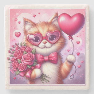 Posavasos De Piedra Gato El día de San Valentín/gatito