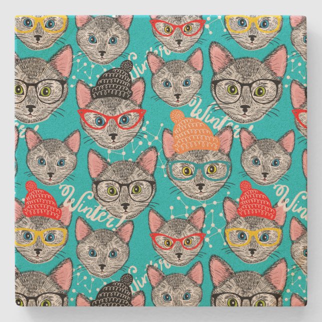 Posavasos De Piedra Gato en el gorra (Anverso)