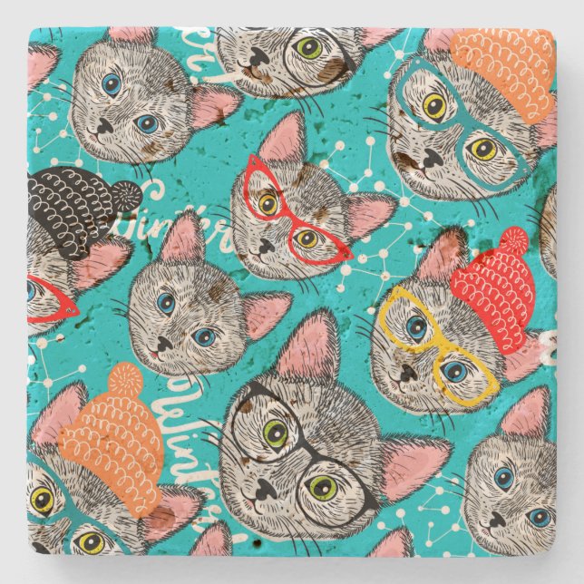 Posavasos De Piedra Gato en el gorra (Anverso)