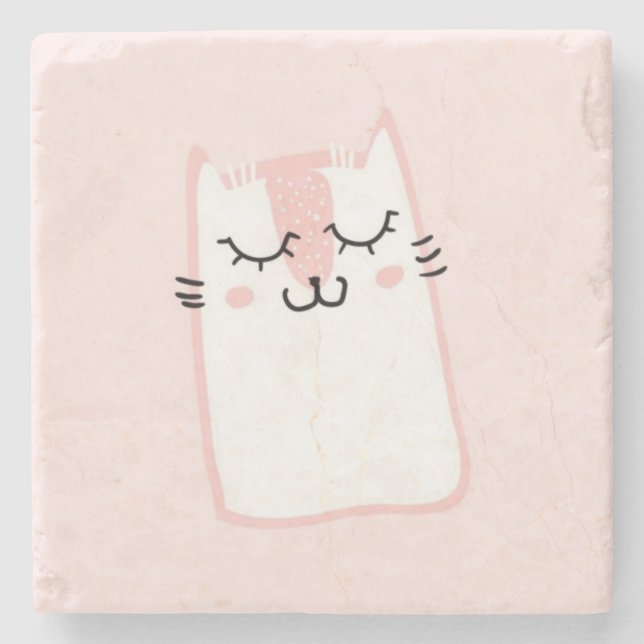 Posavasos De Piedra Gato gatito agudo y agudo (Anverso)