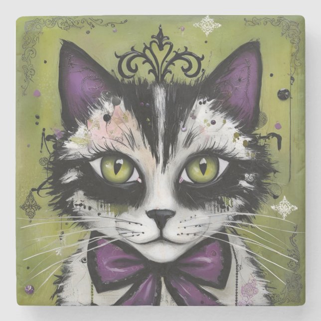 Posavasos De Piedra Gato gótico (Anverso)