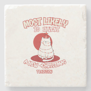Posavasos De Piedra Gato gracioso que probablemente inventará nuevos N