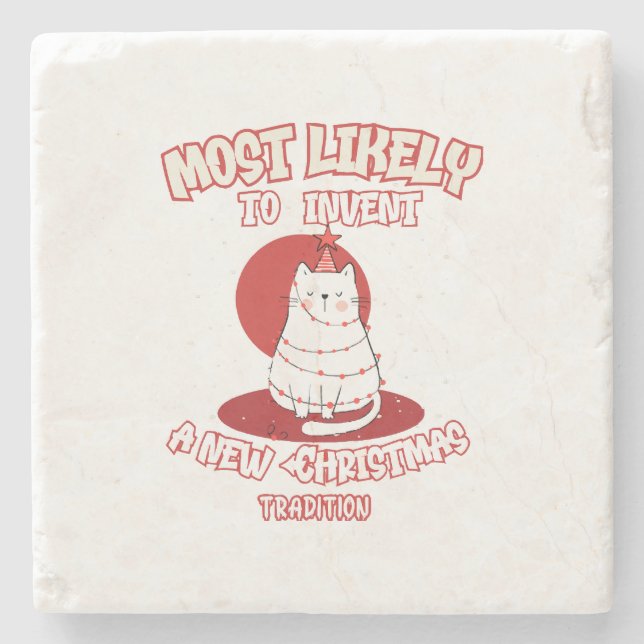 Posavasos De Piedra Gato gracioso que probablemente inventará nuevos N (Anverso)