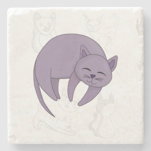 Posavasos De Piedra Gato gris durmiendo y carátula de garganta para fi