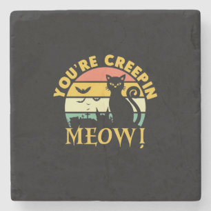 Posavasos De Piedra Gato Halloween, eres creepin Meow