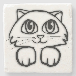 Posavasos De Piedra Gato lindo de ojos grandes